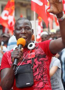 Supporters of the Sans Papiers marching in the Place de la Bastille in May