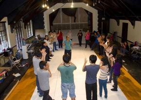 Members of the Albany Park Theater Project rehearse for Home/Land
