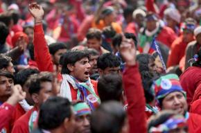 Workers in Delhi join in mass protests during the general strike