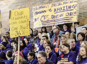 Trumbull parents, students and teachers attend a hearing on the threat to close their school